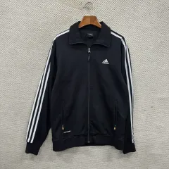 アディダス 刺繍 ロゴ 白黒 トラックジャージ ジップアップ 100 A05622