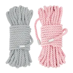 uxcell シルクロープ ナイロン撚りロープ サテンコード 32フィート(約10m) 8mm ピンクシルバー 耐久性のある装飾用太紐 クラフト・包装・結び目デコレーション・キャンプ用 2本パック