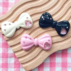 【1039】100個 デコパーツ リボン ハート キラキラ まとめ売り