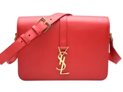 極美品 SAINT LAURENT サンローラン ユニベルシテ ショルダーバッグ 357403 レッド カーフスキン ゴールド金具 中古 4b011902