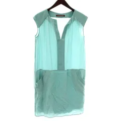 コントワーデコトニエ COMPTOIR DES COTONNIERS ワンピース 絹 シルク ノースリーブ 切り替え ひざ丈 Vネック 2 青 ブルー /XZ ■GY60