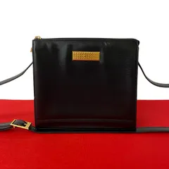 極 美品 Christian Dior クリスチャンディオール ヴィンテージ CD ロゴ 金具 レザー 本革 ショルダーバッグ ポシェット ブラック 39594