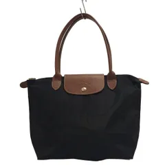 LONGCHAMP(ロンシャン) ショルダーバッグ ル・プリアージュオリジナル 黒×ダークブラウン 折りたたみ レザー