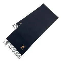 美品 LOUIS VUITTON ルイヴィトン マフラー カシミヤ LVロゴ ブラック