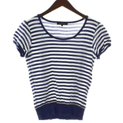 グリーンレーベルリラクシング ユナイテッドアローズ green label relaxing Tシャツ カットソー 半袖 クルーネック ボーダー柄 40 青 ブルー 白 ホワイト /XZ ■GY60