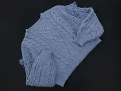 LOWRYS FARM ローリーズファーム ケーブル編み フリンジ ボリュームスリーブ ニット セーター sizeF/水色 ◇■ レディース