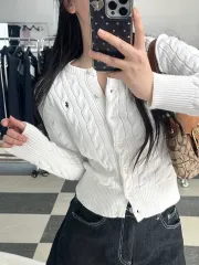 ポロ ラルフローレン 白 ケーブル ニット カーディガン