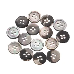 uxcell 15個入り 天然シェルボタン 4穴 12.5mm マザーオブパールボタン シャツ 洋服 コート スーツ ジャケット ジーンズ スカート 裁縫 クラフト DIY 装飾用 黒/シルバー