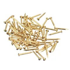 uxcell 木ネジ M1.5 x 15 mm 丸頭ネジ 140個 真鍮製釘 詰め合わせキットDIY固定アクセサリー 木工家具用 真鍮色