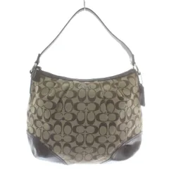 コーチ COACH ハンドバッグ ワンショルダー キャンバス レザー シグネチャー ロゴ シルバー金具 ベージュ 茶色 ブラウン F17400 /XZ ■GY18