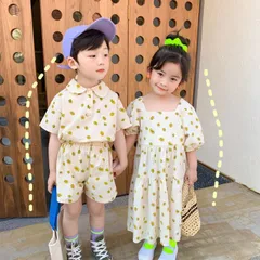 女の子 男の子 兄妹お揃い 韓国子供服 ワンピース 花柄 セットアップ アロハ 夏服 可愛い ビーチウエア ジュニア 子ども服 カジュアル