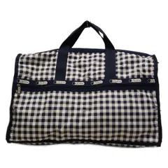 LESPORTSAC(レスポートサック) ボストンバッグ ネイビー×白 チェック柄