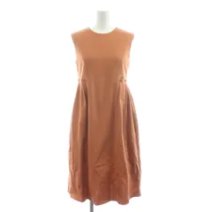 フォクシーニューヨーク FOXEY NEW YORK ワンピース フレア ひざ丈 ノースリーブ タック 38 オレンジ 31920 /KU