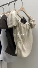バーベナ verbena リネン ツーウェイ シャーリング ブラウス オフショルダー フレンチスリーブ ノースリーブ