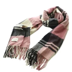 プラステ PLST マフラー ストール チェック柄 カシミヤ ピンク 黒 ブラック /SS ■OS