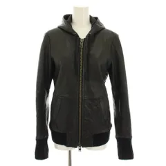 パドカレ pas de calais シープレザーフード付きジャケット 革ジャン アウター フード ラムレザー 38 黒 ブラック AS 1406 3299-720 /YTのサムネイル