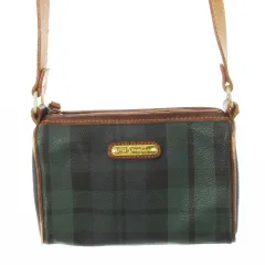 ポロ ラルフローレン POLO RALPH LAUREN ポシェット ショルダーバッグ PVC レザー 革 ロゴプレート ブラックウォッチ 緑 グリーン /CK27 ■GY18