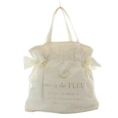 メゾンドフルール Maison de FLEUR ダブルリボンギャザートートバッグ ホワイト /YO1