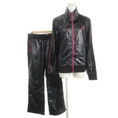 アディダス adidas スポーツウェア ジャージ セットアップ OT 黒 ブラック ジャケット パンツ ラインデザイン /AO2 ■GY61