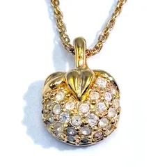 Christian Dior クリスチャンディオール フルーツモチーフ ネックレス ペンダント ラインストーン 金メッキ 服装小物 レディースアクセサリー ディオールネックレス 当店基準真贋確認済