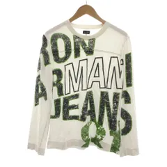 アルマーニ ジーンズ ARMANI JEANS Tシャツ ロンT プリント 長袖 M 白 ホワイト 緑 グリーン /YJのサムネイル
