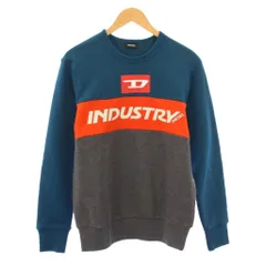 ディーゼル DIESEL スウェット トレーナー 長袖 クルーネック ロゴ プリント ストレッチ 裏起毛 16 青 ブルー グレー 赤 レッド タグ付き /BB