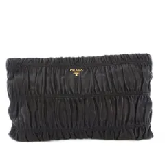 プラダ PRADA クラッチバッグ パーティバッグ セカンドバッグ ギャザー ナッパレザー 黒 /KH ■OH
