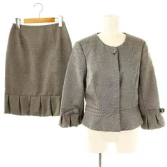 エムズグレイシー M'S GRACY セットアップスーツ バルーンジャケット タイトスカート 総柄 38 グレー /DO ■OS