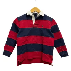 ポロ バイ ラルフローレン Polo by Ralph Lauren ポロシャツ 長袖 ボーダー 130 紺 ネイビー 赤 レッド