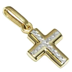 ペンダントトップ K18YG/K18WG 十字架 クロス