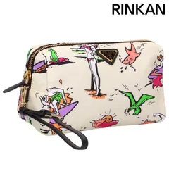 プラダ RE-NYLON 三角プレート総柄ポーチ メンズ