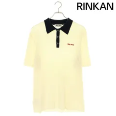 ミュウミュウ  MMLA34 カシミヤロゴ刺繍ニット半袖ポロシャツ レディース 40