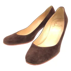 Christian Louboutin クリスチャンルブタン スウェードレザーチャンキーヒールパンプス  ブラウン 36