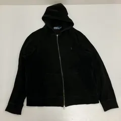 ◆ Polo by Ralph Lauren ポロバイラルフローレン パーカー ジップアップ フ―ディー ポニー刺しゅう ブラック XLサイズ メンズ 古着