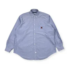 90s 00s RALPH LAUREN ラルフローレン ワンポイント刺繍 オックスフォード BD ボタンダウン 長袖シャツ XL/ブルー系 メンズ オールド