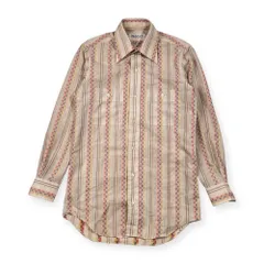 90s リネン混 GANT SHIRTMAKERS HUGGER ガント ストライプ 長袖シャツ 38/ベージュ系 マルチ メンズ ビンテージのサムネイル