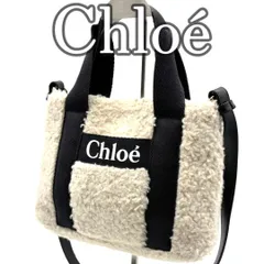 クロエ Chloe ボア トートバッグ ショルダーバッグ 2way ネイビー アイボリー もこもこ シアリング風 キャンバス調 異素材切替 肩掛け 斜め掛け ゴールド金具 軽量 ミニトート コンパクト収納 カジュアル フェミニン 秋冬 Y2K