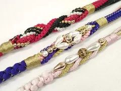 平和屋着物▼和装小物　帯締め3本　振袖用　飾り付き　パール　ラインストーン　金糸　逸品　DABA7904zzz