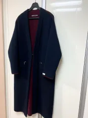 IZZAT BABA イザットババ 定価178万 몽골 カシミア100% ニート コート カーディガン ロング丈 ネイビー