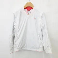プーマ PUMA GOLF ゴルフ スポーツウエア ジャケット スニード ブルゾン 2WAY 長袖 ベスト Vネック プルオーバー 裏メッシュ 裏起毛 白 ホワイト M