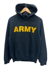 U.S.ARMY (USアーミー) ミリタリースエットパーカー JOES USAボディ プリント 裏起毛 古着 S ブラック メンズ/045