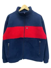 TOMMY HILFIGER (トミーヒルフィガー) フルジップフリースジャケット イタリア製 ファスナー破損 S ネイビー×レッド メンズ/045