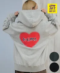 【ムラスポ公式】新品 X-GIRL エックスガール ジップアップ パーカー レディース バックプリント ロゴ HEART ZIP UP HOODIE 105253012024
