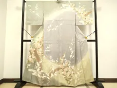 平和屋着物▼中国三大刺繍　スワトウ刺繍　汕頭刺繍　訪問着　渡り橋花文　暈し染め　金銀彩　正絹　逸品　DABB9538du
