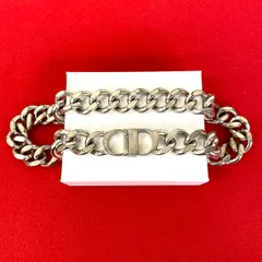 極 美品 Christian Dior クリスチャンディオール CD ロゴ メタル ネックレス チョーカー アクセサリー シルバー 97529