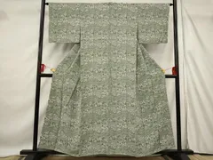 平和屋着物■上質な小紋　型染め　切り嵌め草花文　正絹　逸品　AABF4388st