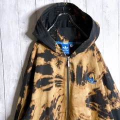 【海外モデル】adidas originals  トレフォイル 刺繍 ブラック タイダイ ブリーチ ジップパーカー #85m