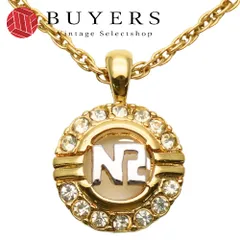 【中古】 ニナリッチ ネックレス ロゴ メタル ラインストーン ゴールド メッキ アクセサリー レディース 女性 NINA RICCI