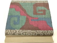 平和屋着物◎八寸名古屋帯　紬地　幾何学文　正絹　逸品　DABB9284ya