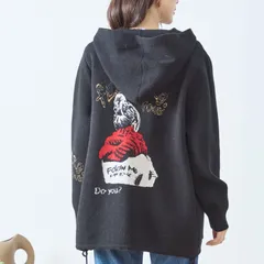 ★最終セール価格￥3960★残り1点☆【TRUBE】フード付き ジップアップ パーカー バックロゴ M〜L (ブラック) (N25-163A) レディース 婦人服 ジャケット アウター 羽織り カジュアル 大人可愛い きれいめ 秋 冬 春